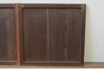 アンティーク建具　杉材　落ち着いた雰囲気が漂う板戸窓2枚セット(引き戸)(R-067963)