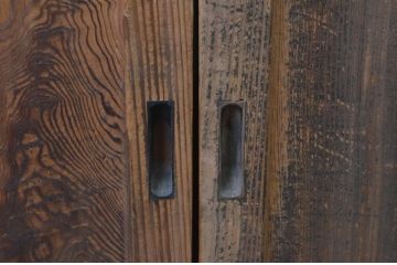 アンティーク建具　杉材　落ち着いた和の空間を演出する板戸窓4枚セット(引き戸)(R-067965)