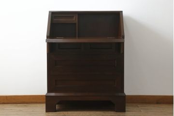 中古　美品　松本民芸家具　スタイリッシュなデザインが美しいライティングビューロー(机、在宅ワーク、在宅用ワークデスク、引き出し、チェスト)(R-067975)