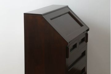 中古　美品　松本民芸家具　スタイリッシュなデザインが美しいライティングビューロー(机、在宅ワーク、在宅用ワークデスク、引き出し、チェスト)(R-067975)