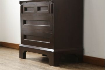 中古　美品　松本民芸家具　スタイリッシュなデザインが美しいライティングビューロー(机、在宅ワーク、在宅用ワークデスク、引き出し、チェスト)(R-067975)