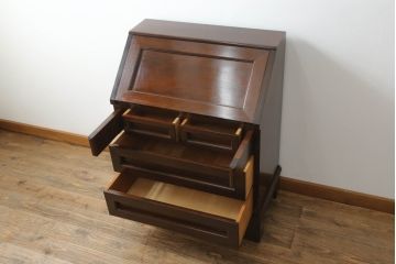 中古　美品　松本民芸家具　スタイリッシュなデザインが美しいライティングビューロー(机、在宅ワーク、在宅用ワークデスク、引き出し、チェスト)(R-067975)