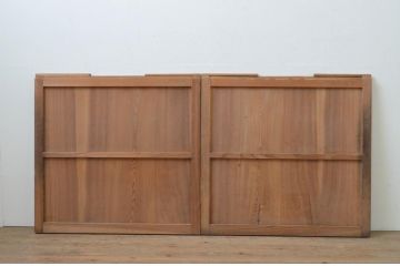 アンティーク建具　杉材　経年を感じさせる木味が魅力の板戸窓2枚セット(引き戸)(R-067980)
