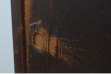 アンティーク建具　和の趣溢れる欅(ケヤキ)枠と杉板の板戸窓2枚セット(引き戸)(R-067981)