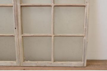 アンティーク建具　レトロな空間作りにおすすめなペンキガラス窓2枚セット(引き戸、ガラス戸)(R-067984)