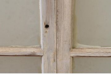アンティーク建具　レトロな空間作りにおすすめなペンキガラス窓2枚セット(引き戸、ガラス戸)(R-067984)