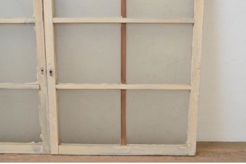 アンティーク建具　レトロな空間作りにおすすめなペンキガラス窓2枚セット(引き戸、ガラス戸)(R-067984)