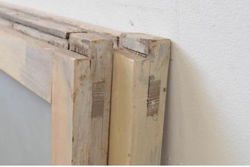 アンティーク建具　レトロな空間作りにおすすめなペンキガラス窓2枚セット(引き戸、ガラス戸)(R-067984)
