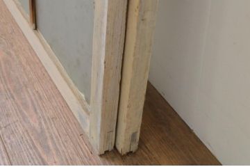 アンティーク建具　レトロな空間作りにおすすめなペンキガラス窓2枚セット(引き戸、ガラス戸)(R-067984)