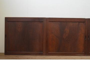 アンティーク建具　上質な和の空間を演出する欅(ケヤキ)材一枚板の板戸窓4枚セット(引き戸)(R-067985)