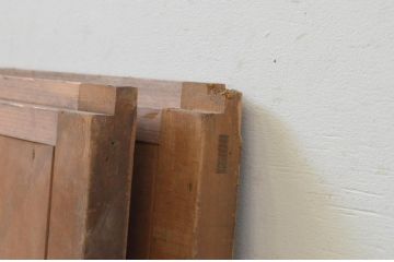 アンティーク建具　和の空間を演出するヒノキ材の横桟板戸窓2枚セット(引き戸、格子戸、舞良戸)(R-067988)