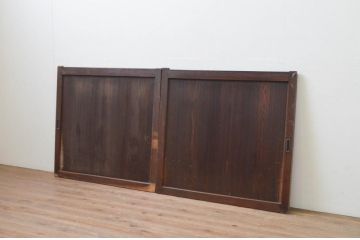 アンティーク建具　杉材　上質な和の空間を演出する板戸窓2枚セット(引き戸)(R-067990)
