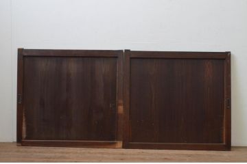 アンティーク建具　杉材　上質な和の空間を演出する板戸窓2枚セット(引き戸)(R-067990)