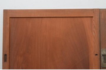 アンティーク建具　総欅(ケヤキ)材　一枚板　温かみのある木味が魅力の板戸窓2枚セット(引き戸)(R-067991)