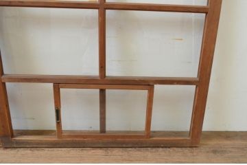 アンティーク建具　希少!!　レトロな雰囲気漂う小窓付きのガラス窓2枚セット(引き戸、ガラス戸)(R-067992)