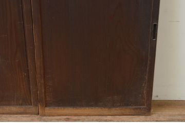 アンティーク建具　杉材　ノスタルジックな雰囲気漂う板戸窓2枚セット(引き戸)(R-068014)