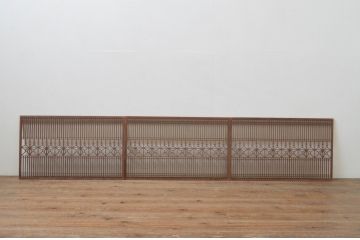 アンティーク建具　優美な組子が素敵!和の情緒溢れる組子窓3枚セット(格子戸、引き戸)(R-068017)