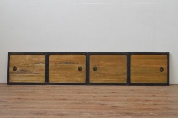 アンティーク建具　七宝引き手のデザインが魅力的な小さなふすま窓4枚セット(引き戸、ふすま戸、襖)(R-068024)