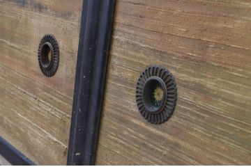 アンティーク建具　七宝引き手のデザインが魅力的な小さなふすま窓4枚セット(引き戸、ふすま戸、襖)(R-068024)