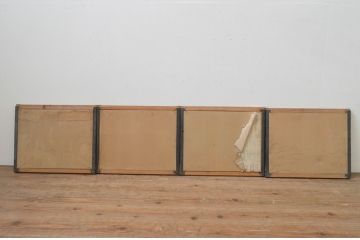 アンティーク建具　七宝引き手のデザインが魅力的な小さなふすま窓4枚セット(引き戸、ふすま戸、襖)(R-068024)
