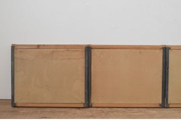 アンティーク建具　七宝引き手のデザインが魅力的な小さなふすま窓4枚セット(引き戸、ふすま戸、襖)(R-068024)