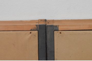 アンティーク建具　七宝引き手のデザインが魅力的な小さなふすま窓4枚セット(引き戸、ふすま戸、襖)(R-068024)