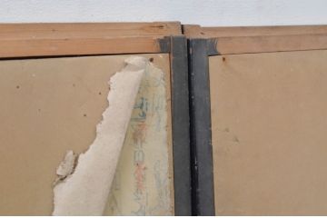 アンティーク建具　七宝引き手のデザインが魅力的な小さなふすま窓4枚セット(引き戸、ふすま戸、襖)(R-068024)