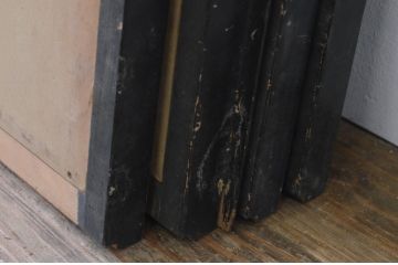 アンティーク建具　七宝引き手のデザインが魅力的な小さなふすま窓4枚セット(引き戸、ふすま戸、襖)(R-068025)