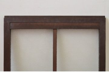 アンティーク建具　落ち着きのある色味が魅力的なガラス窓1枚(ガラス戸、引き戸)(R-068037)