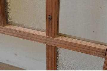 アンティーク建具　色ガラス入り　大正ロマンの雰囲気溢れるガラス窓1枚(ガラス戸、引き戸)(R-068040)