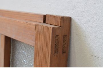 アンティーク建具　色ガラス入り　大正ロマンの雰囲気溢れるガラス窓1枚(ガラス戸、引き戸)(R-068040)