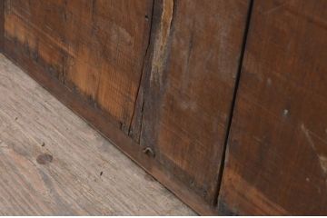 アンティーク建具　枠欅(ケヤキ)材　和の雰囲気溢れる縦格子の板戸窓1枚(格子戸、引き戸)(R-068044)