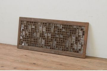 アンティーク建具　希少デザイン!!　幾何学デザインが魅力的な障子窓1枚(明かり取り、明り取り、欄間、格子戸)(R-068046)
