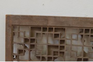 アンティーク建具　希少デザイン!!　幾何学デザインが魅力的な障子窓1枚(明かり取り、明り取り、欄間、格子戸)(R-068046)