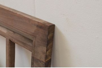 アンティーク建具　総欅(ケヤキ)材　鳥のデザインがかわいらしい小振りな彫刻欄間1枚(明り取り、明かり取り)(R-068047)