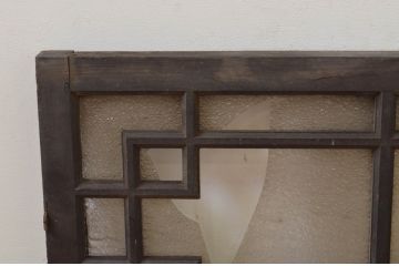アンティーク建具　ダイヤガラス入り　大正ロマンな雰囲気を醸し出す幾何学デザインの明かり取り1枚(明り取り、欄間)(R-068048)