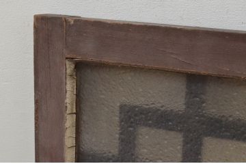 アンティーク建具　ダイヤガラス入り　大正ロマンな雰囲気を醸し出す幾何学デザインの明かり取り1枚(明り取り、欄間)(R-068048)