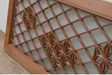 アンティーク建具　上品な雰囲気が魅力的!片面ガラス入りの組子欄間1枚(明り取り、明かり取り)(R-068049)