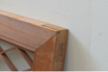 アンティーク建具　上品な雰囲気が魅力的!片面ガラス入りの組子欄間1枚(明り取り、明かり取り)(R-068049)