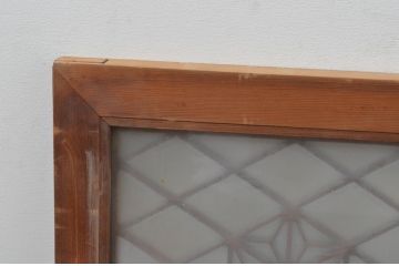アンティーク建具　上品な雰囲気が魅力的!片面ガラス入りの組子欄間1枚(明り取り、明かり取り)(R-068049)