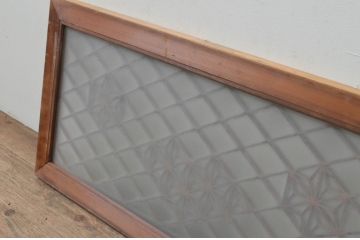 アンティーク建具　上品な雰囲気が魅力的!片面ガラス入りの組子欄間1枚(明り取り、明かり取り)(R-068049)