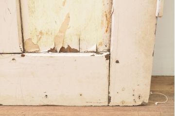 海外アンティーク　ペイント仕上げ限定　オーク材　かわいらしいデザインのアイアンフェンス入りドア1枚(建具、木製扉)(R-068054)