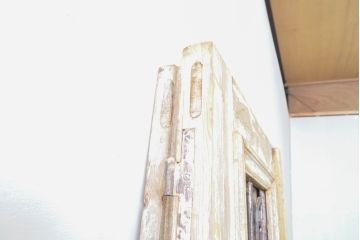 海外アンティーク　ペイント仕上げ限定　パイン材　アイアンフェンス入り両開きドア1対2枚セット(建具、木製扉)(R-068055)
