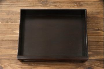 和製ビンテージ　国産　職人手造り　指物家具　総紫檀(シタン)材　上質な造りが魅力的な漆塗りの飾り棚(茶棚、収納棚、戸棚、違い棚、ヴィンテージ)(R-068060)