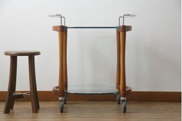 中古　美品　ポラダ(porada)社　ACTUS(アクタス)取扱い　モダンなデザインが素敵なキャスターワゴン(トロリー、キッチンワゴン、キッチンラック、サイドテーブル)(定価約30万円)(R-068072)