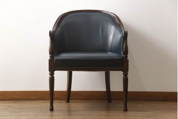 中古　美品　本革(レザー)　maruni(マルニ木工)　KENT-COURT(ケントコート)　ブリティッシュコレクション　アームチェア(1Pソファ、一人掛け、ラウンジチェア、椅子、イス)(定価約30万円)(R-068073)