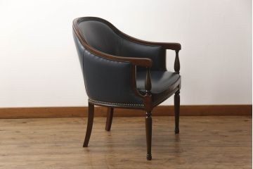 中古　美品　本革(レザー)　maruni(マルニ木工)　KENT-COURT(ケントコート)　ブリティッシュコレクション　アームチェア(1Pソファ、一人掛け、ラウンジチェア、椅子、イス)(定価約30万円)(R-068073)