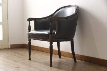 中古　美品　本革(レザー)　maruni(マルニ木工)　KENT-COURT(ケントコート)　ブリティッシュコレクション　アームチェア(1Pソファ、一人掛け、ラウンジチェア、椅子、イス)(定価約30万円)(R-068073)