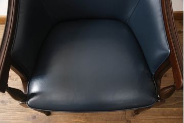 中古　美品　本革(レザー)　maruni(マルニ木工)　KENT-COURT(ケントコート)　ブリティッシュコレクション　アームチェア(1Pソファ、一人掛け、ラウンジチェア、椅子、イス)(定価約30万円)(R-068073)