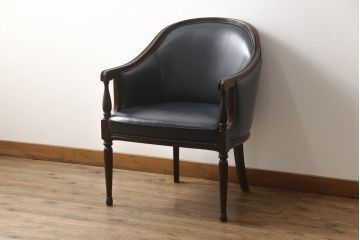 中古　美品　本革(レザー)　maruni(マルニ木工)　KENT-COURT(ケントコート)　ブリティッシュコレクション　アームチェア(1Pソファ、一人掛け、ラウンジチェア、椅子、イス)(定価約30万円)(R-068074)